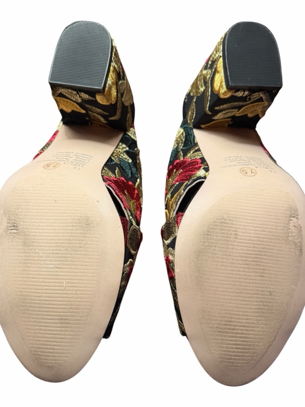 Sole Society Floral Embroidered Block Heel Mules Size 7.5 Boho Chic Nearly New - Picture 12 of 12